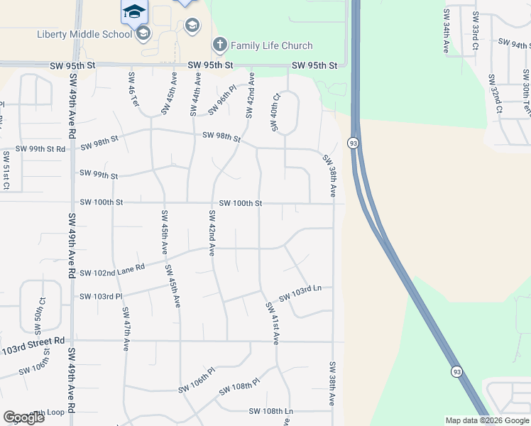 map of restaurants, bars, coffee shops, grocery stores, and more near 9980 Southwest 41st Avenue in Ocala
