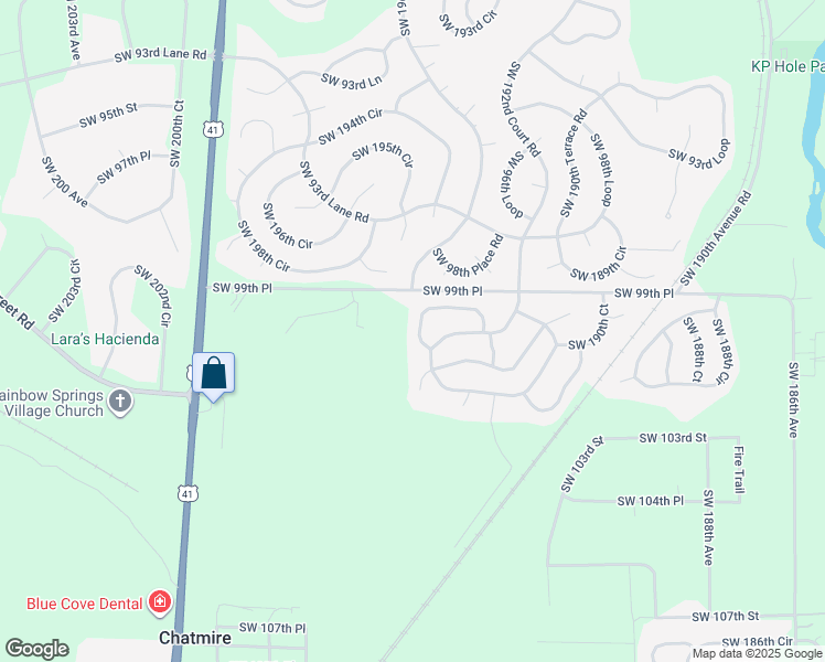 map of restaurants, bars, coffee shops, grocery stores, and more near 19467 Southwest 100th Loop in Dunnellon