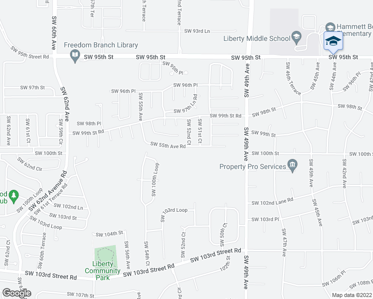 map of restaurants, bars, coffee shops, grocery stores, and more near 9906 Southwest 55th Avenue Road in Ocala