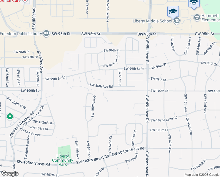 map of restaurants, bars, coffee shops, grocery stores, and more near 9906 Southwest 55th Avenue Road in Ocala