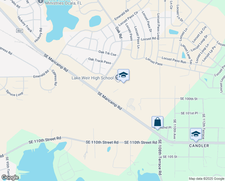 map of restaurants, bars, coffee shops, grocery stores, and more near 10351 Southeast Maricamp Road in Ocala