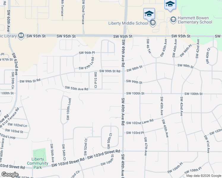 map of restaurants, bars, coffee shops, grocery stores, and more near 9950 Southwest 55th Avenue Road in Ocala