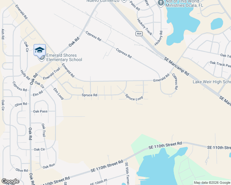 map of restaurants, bars, coffee shops, grocery stores, and more near 119 Spruce Road in Ocala