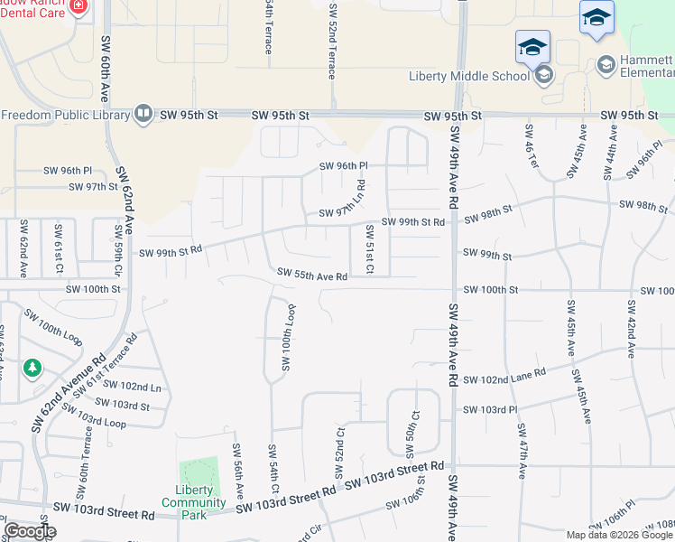 map of restaurants, bars, coffee shops, grocery stores, and more near 9906 Southwest 55th Avenue Road in Ocala