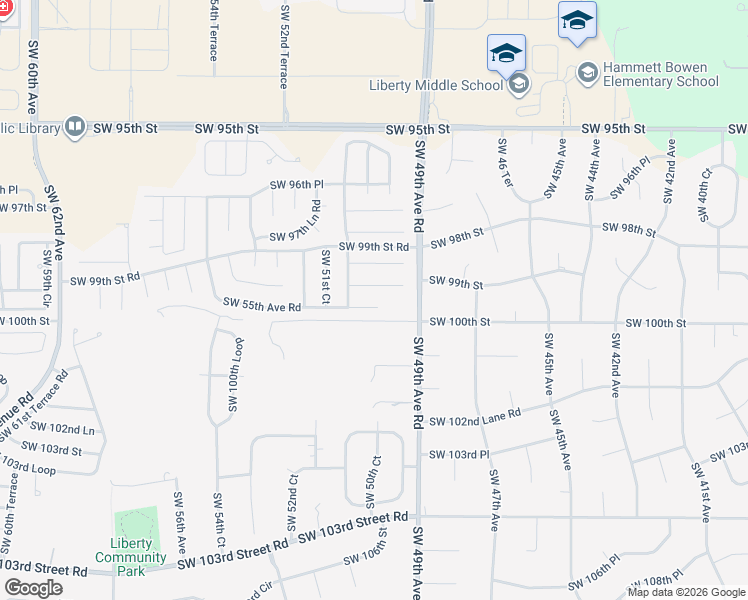 map of restaurants, bars, coffee shops, grocery stores, and more near 9950 Southwest 55th Avenue Road in Ocala