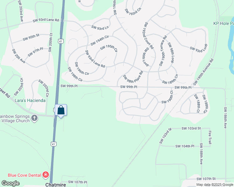 map of restaurants, bars, coffee shops, grocery stores, and more near 19467 Southwest 100th Loop in Dunnellon