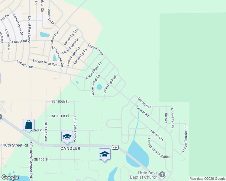map of restaurants, bars, coffee shops, grocery stores, and more near 311 Locust Road in Ocala