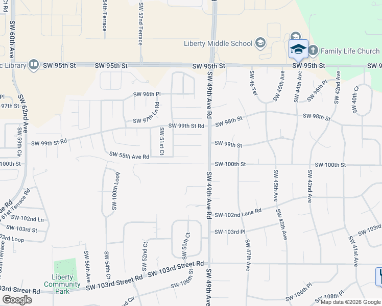 map of restaurants, bars, coffee shops, grocery stores, and more near 9940 Southwest 58th Avenue in Ocala