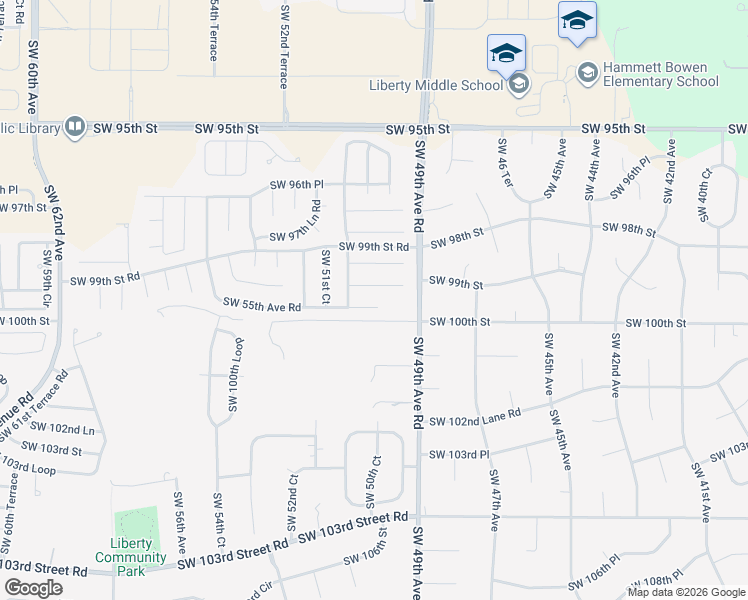 map of restaurants, bars, coffee shops, grocery stores, and more near 9950 Southwest 55th Avenue Road in Ocala