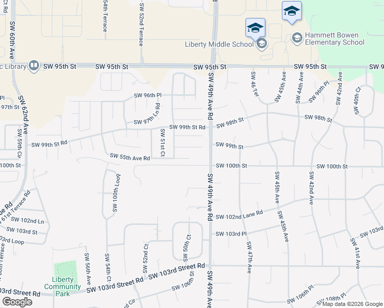 map of restaurants, bars, coffee shops, grocery stores, and more near 9940 Southwest 58th Avenue in Ocala