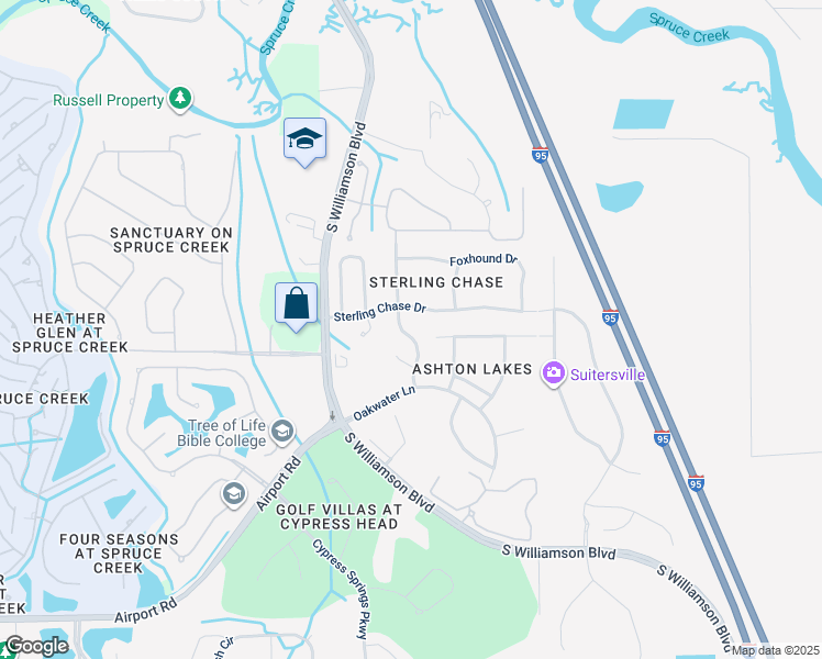 map of restaurants, bars, coffee shops, grocery stores, and more near 6104 Pheasant Ridge Drive in Port Orange