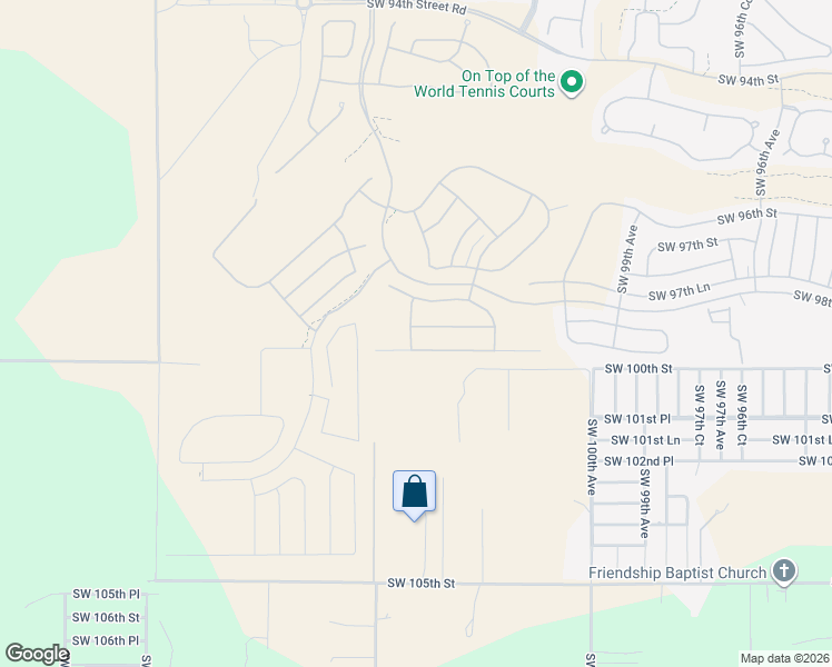 map of restaurants, bars, coffee shops, grocery stores, and more near 10210 Southwest 100th Street in Ocala