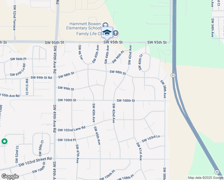 map of restaurants, bars, coffee shops, grocery stores, and more near 4330 Southwest 98th Lane in Ocala