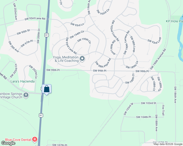 map of restaurants, bars, coffee shops, grocery stores, and more near 19427 Southwest 100th Loop in Dunnellon