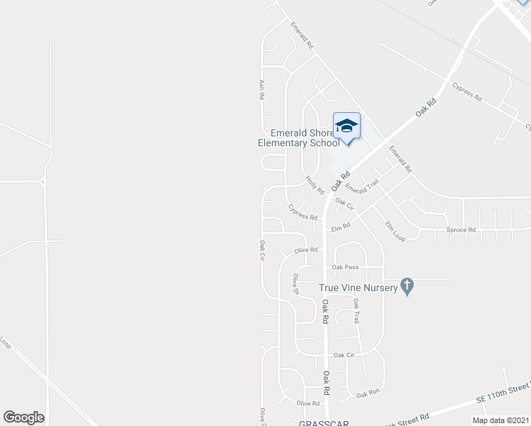 map of restaurants, bars, coffee shops, grocery stores, and more near 75 Oak Circle Way in Ocala