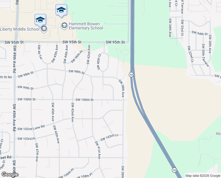 map of restaurants, bars, coffee shops, grocery stores, and more near 9955 Southwest 39th Terrace in Ocala