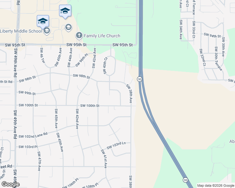 map of restaurants, bars, coffee shops, grocery stores, and more near 9955 Southwest 39th Terrace in Ocala
