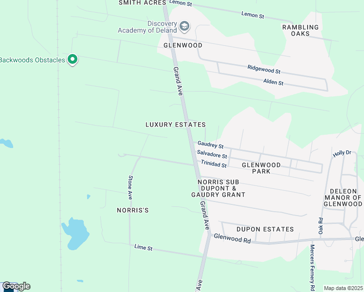 map of restaurants, bars, coffee shops, grocery stores, and more near 2882 Grand Avenue in DeLand