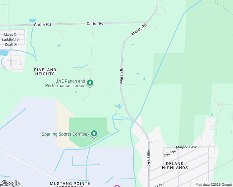 map of restaurants, bars, coffee shops, grocery stores, and more near 2780 Marsh Road in DeLand
