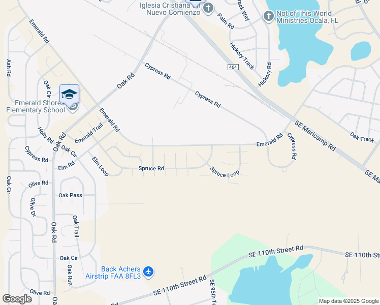 map of restaurants, bars, coffee shops, grocery stores, and more near 9 Spruce Place in Ocala