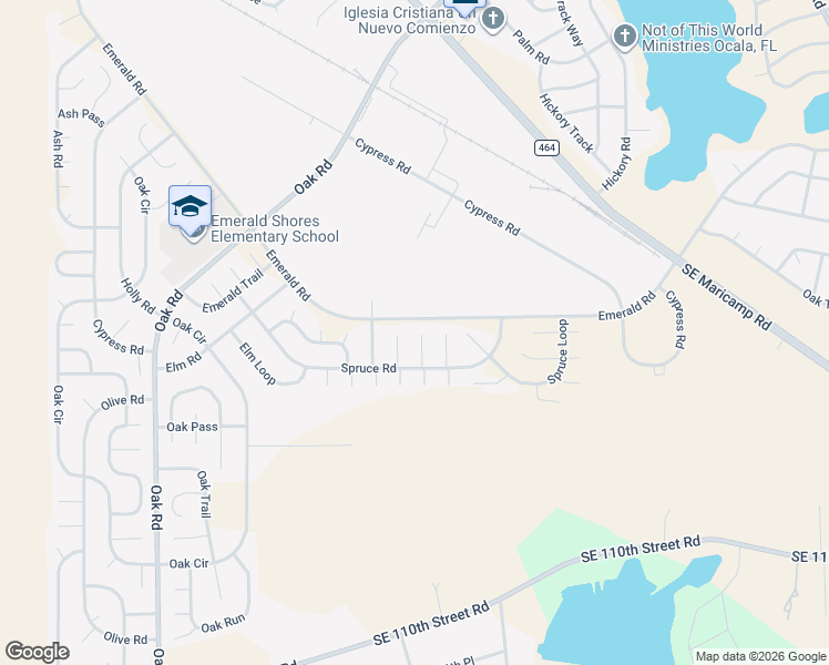 map of restaurants, bars, coffee shops, grocery stores, and more near 12 Spruce Way in Ocala