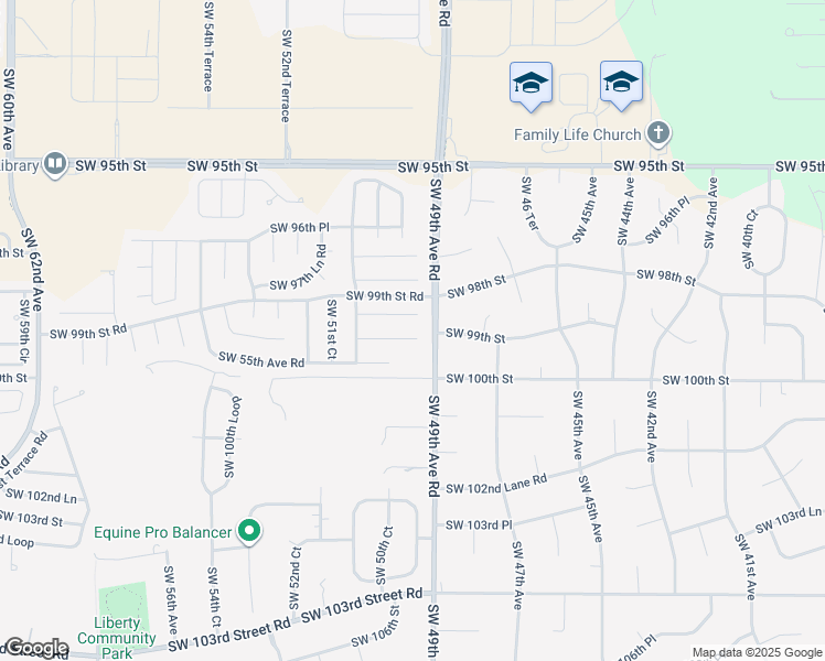 map of restaurants, bars, coffee shops, grocery stores, and more near 4939 Southwest 99th Place in Ocala