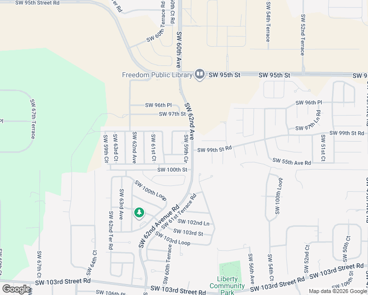 map of restaurants, bars, coffee shops, grocery stores, and more near 9821 Southwest 59th Circle in Ocala