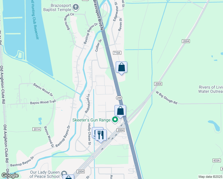 map of restaurants, bars, coffee shops, grocery stores, and more near 4501 Brazosport Boulevard North in Richwood