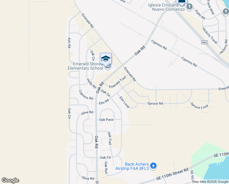 map of restaurants, bars, coffee shops, grocery stores, and more near 21 Elm Road in Ocala