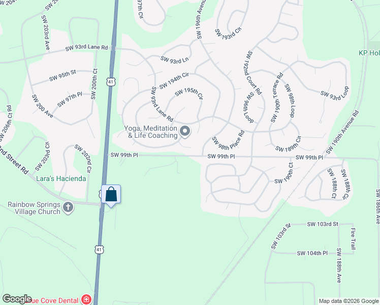 map of restaurants, bars, coffee shops, grocery stores, and more near 9940 Southwest 196th Court in Dunnellon