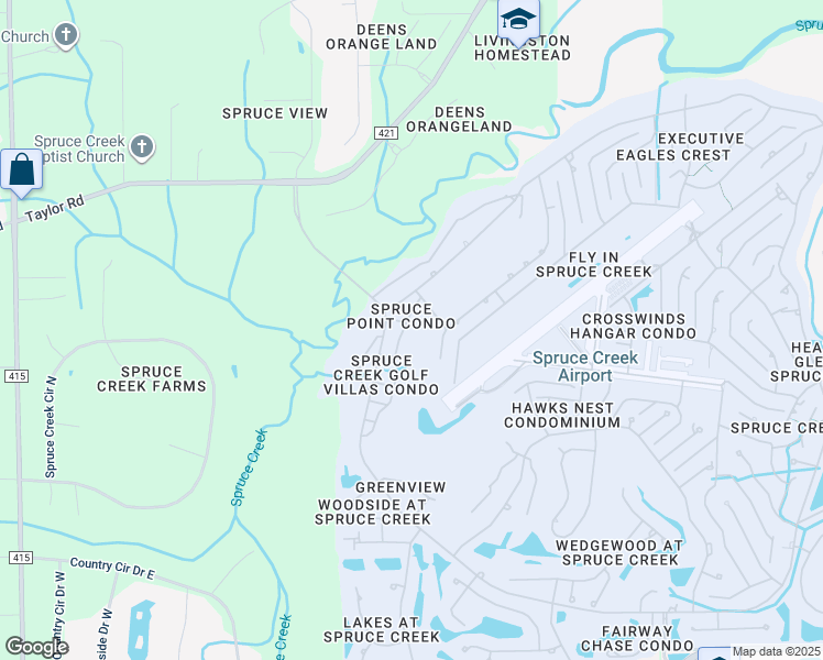 map of restaurants, bars, coffee shops, grocery stores, and more near 9 Lazy 8 Drive in Port Orange