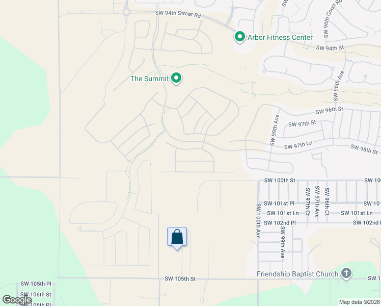 map of restaurants, bars, coffee shops, grocery stores, and more near 10210 Southwest 100th Street in Ocala