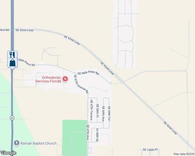 map of restaurants, bars, coffee shops, grocery stores, and more near 6850 Southeast 96th Place Road in Belleview