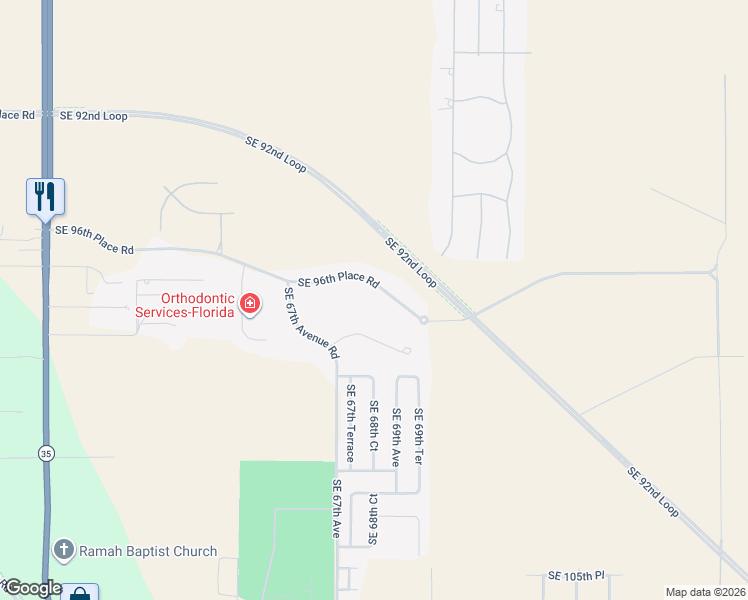 map of restaurants, bars, coffee shops, grocery stores, and more near 6850 Southeast 96th Place Road in Belleview