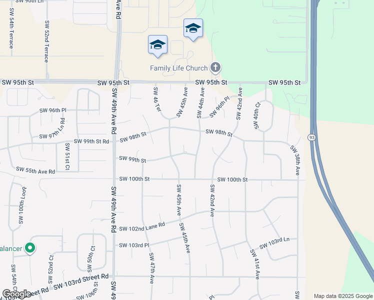 map of restaurants, bars, coffee shops, grocery stores, and more near 4459 Southwest 99th Street in Ocala