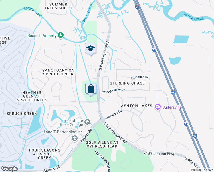 map of restaurants, bars, coffee shops, grocery stores, and more near 6071 Red Stag Drive in Port Orange