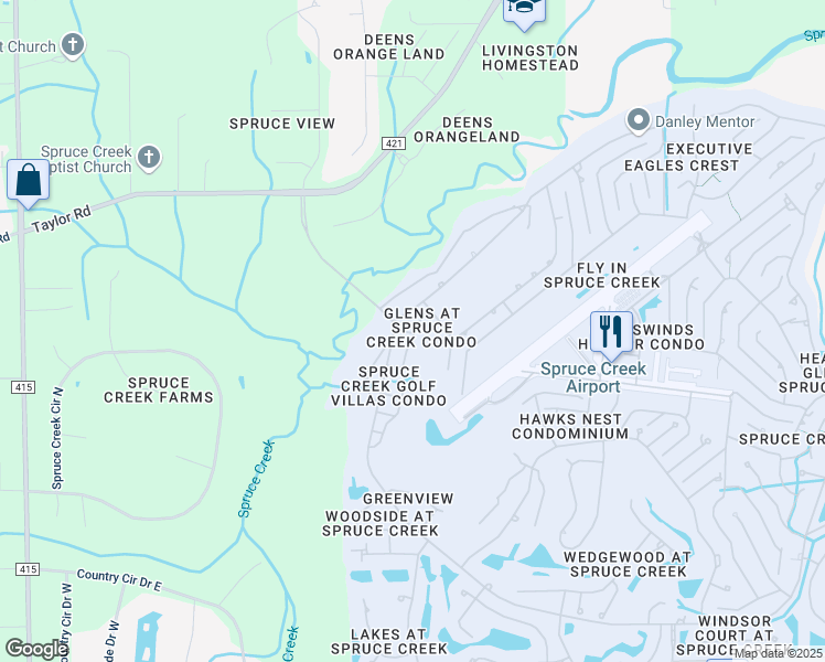 map of restaurants, bars, coffee shops, grocery stores, and more near 1865 Silver Fern Drive in Port Orange