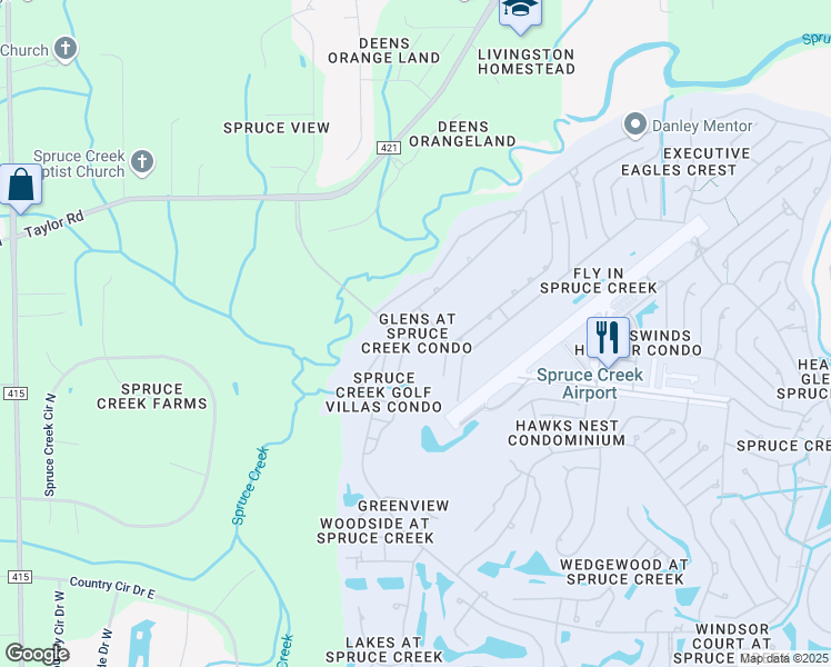 map of restaurants, bars, coffee shops, grocery stores, and more near 1874 Silver Fern Drive in Port Orange