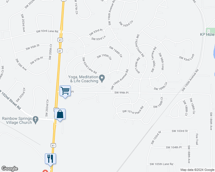 map of restaurants, bars, coffee shops, grocery stores, and more near 9965 Southwest 196th Court in Dunnellon