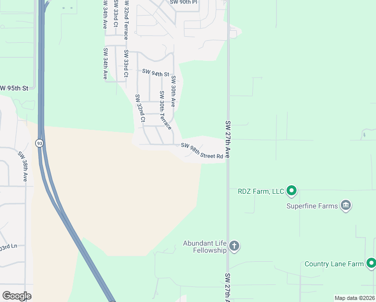 map of restaurants, bars, coffee shops, grocery stores, and more near 2995 Southwest 98th Street Road in Ocala