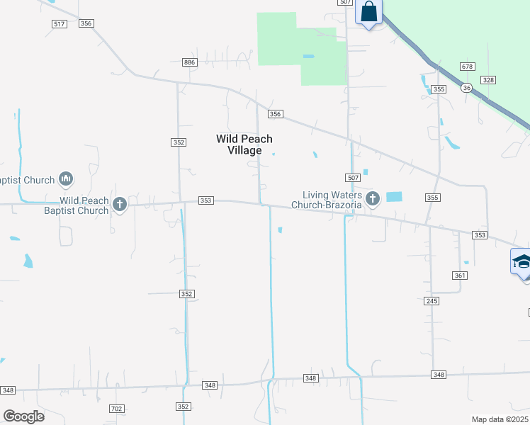 map of restaurants, bars, coffee shops, grocery stores, and more near 4287 County Road 353 in Brazoria