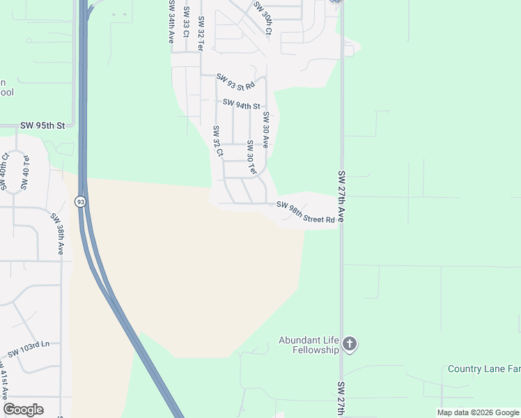 map of restaurants, bars, coffee shops, grocery stores, and more near 3051 Southwest 98th Street Road in Ocala
