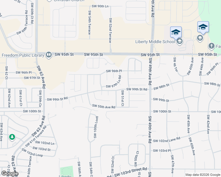map of restaurants, bars, coffee shops, grocery stores, and more near 5254 Southwest 97th Lane Road in Ocala