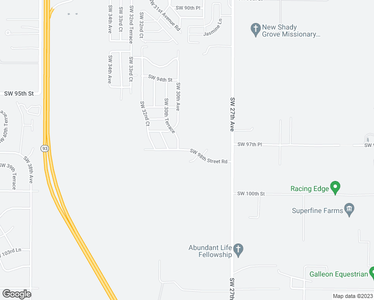map of restaurants, bars, coffee shops, grocery stores, and more near 2905 Southwest 98th Street Road in Ocala