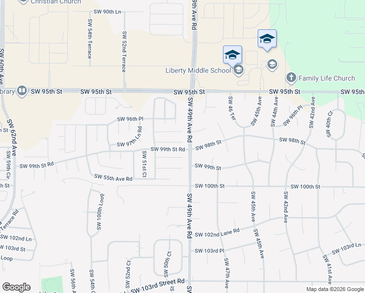 map of restaurants, bars, coffee shops, grocery stores, and more near 4905 Southwest 99th Street Road in Ocala