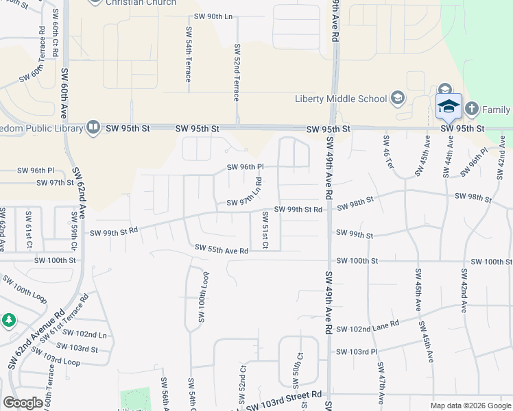 map of restaurants, bars, coffee shops, grocery stores, and more near 9787 Southwest 52nd Avenue in Ocala