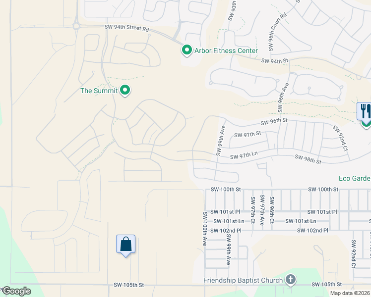 map of restaurants, bars, coffee shops, grocery stores, and more near 9790 Southwest 99th Avenue in Ocala