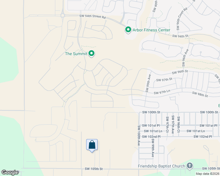 map of restaurants, bars, coffee shops, grocery stores, and more near 10228 Southwest 100th Street in Ocala
