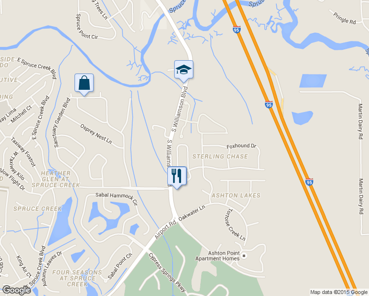 map of restaurants, bars, coffee shops, grocery stores, and more near 6083 Red Stag Drive in Port Orange