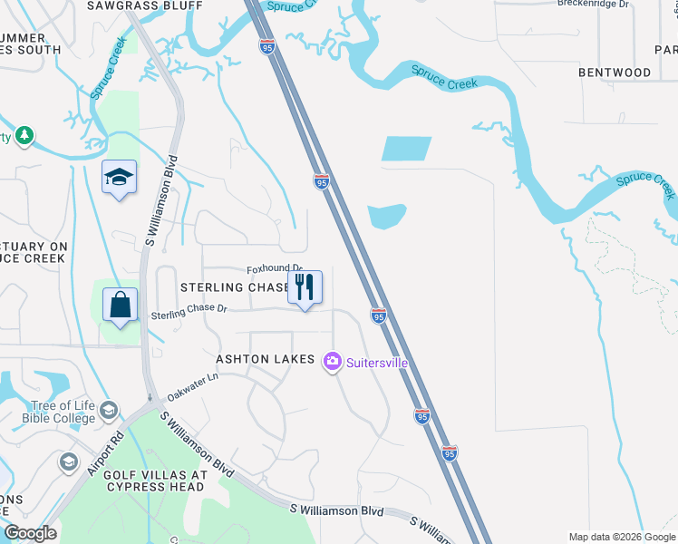 map of restaurants, bars, coffee shops, grocery stores, and more near 6204 W Fallsgrove Lane in Port Orange